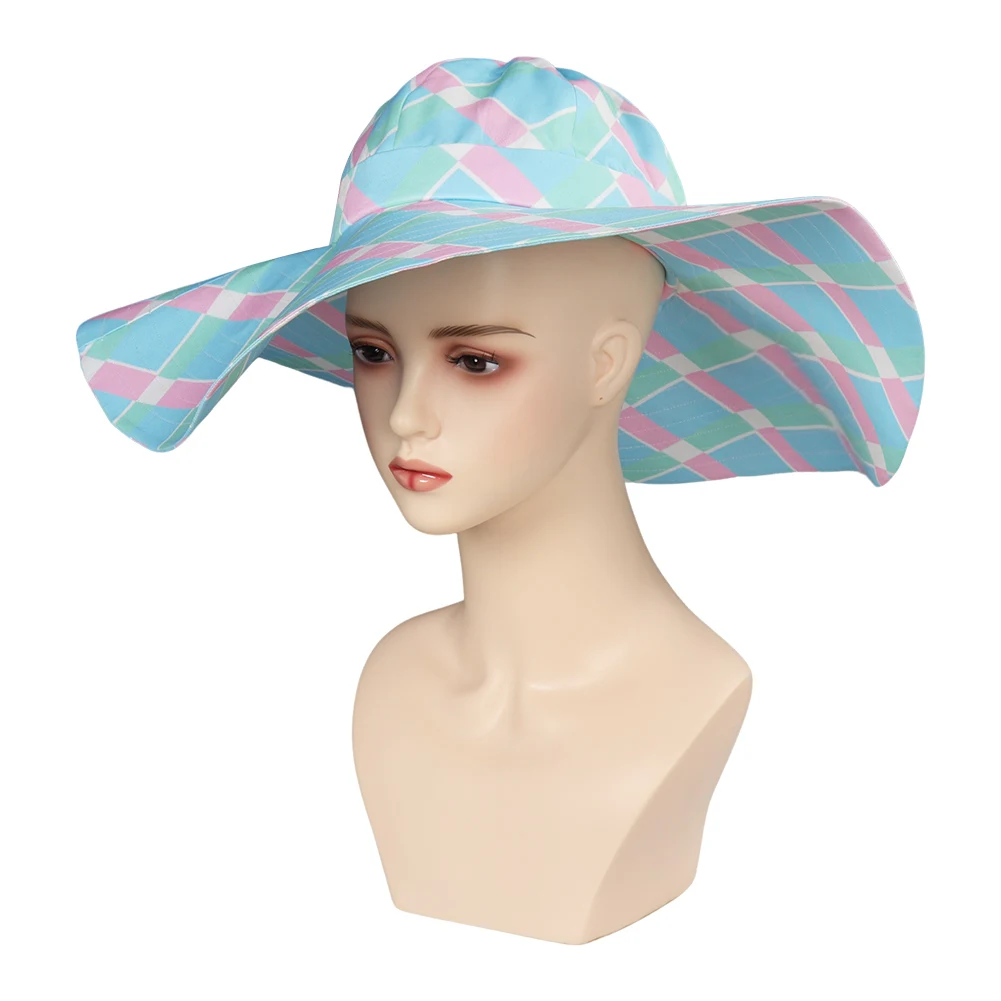 Barbeiro Margot Cap Cosplay para mulheres, chapéu de praia, protetor solar, estampa azul, acessórios de fantasia, adereços Halloween, presentes para meninas, verão