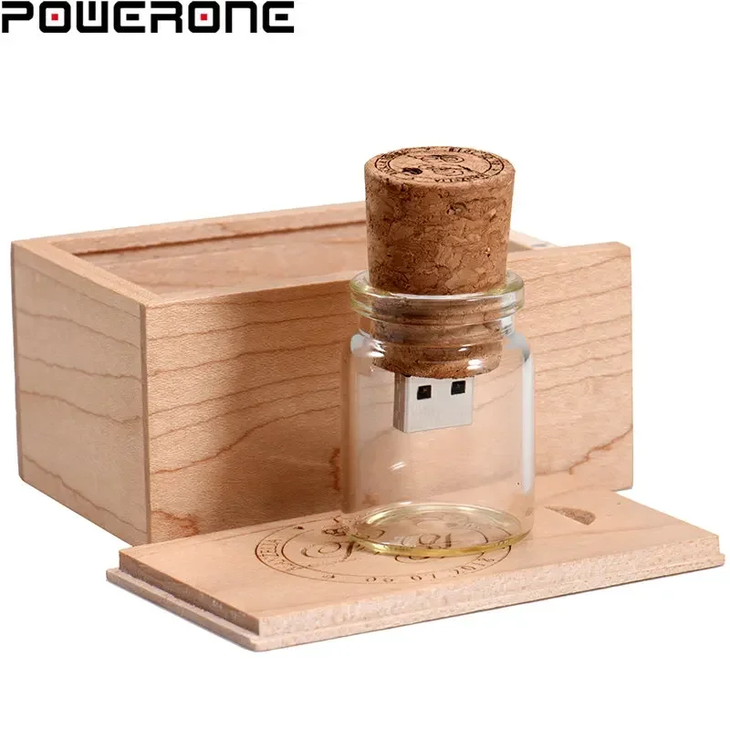 POWERONE Wishing Bottle USB 3.0 محركات أقراص فلاش 128 جيجابايت شعار مخصص مجاني ذاكرة عصا 64 جيجابايت زجاجة عائمة محرك القلم 32 جيجابايت U القرص 16 جيجابايت