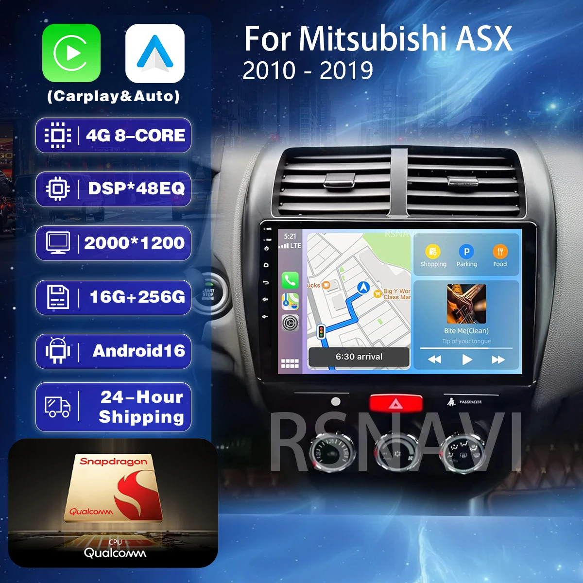 Android 16 Carplay Auto 2K Bildschirm Autoradio Multimedia-Player für Mitsubishi ASX 1 2010 - 2016 2DIN Autoradio Stereo Head Unit