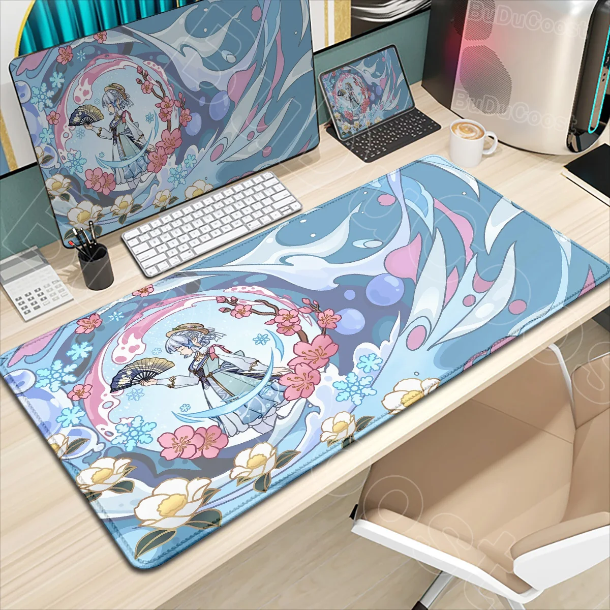 

Beautiful Kamisato Ayaka Genshin Impact Mouse Pad Large Desk Mat Keyboard Office Rubber Game PC Non-slip Mousepad XXL Accessorie