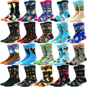 גרבי כיף עם דוגמאות מזון של חיות לגברים ונשים סוקן דיסברידוס ג'קארד קלצ'טינס אוניסקס היפ הופ הראג'וקו