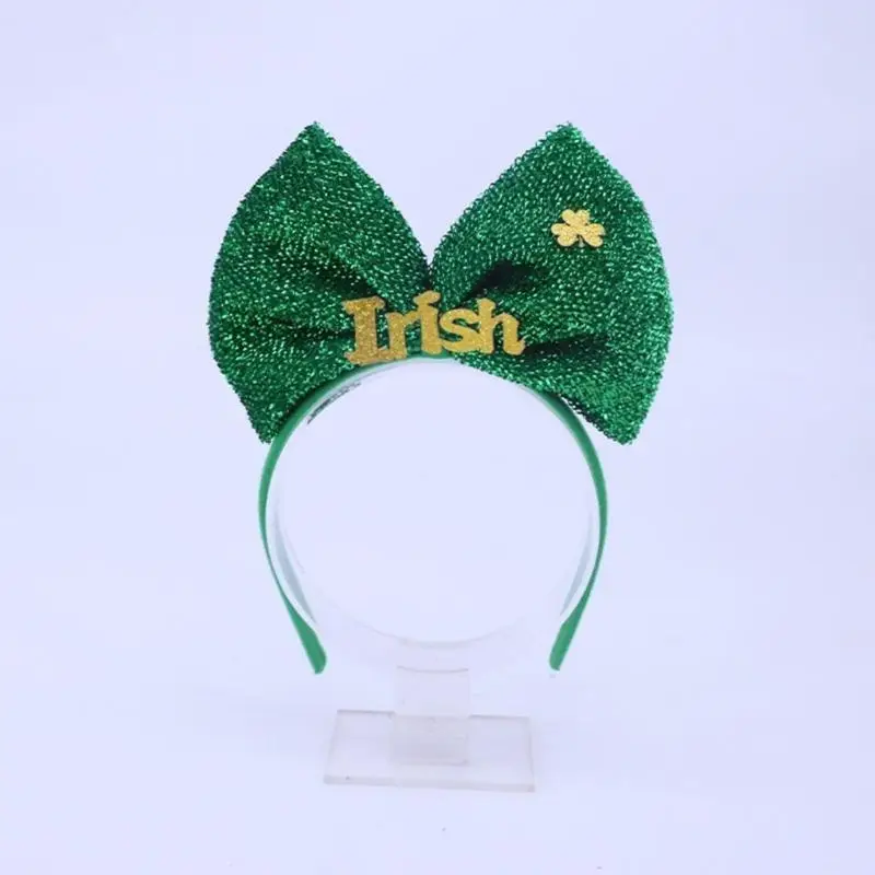 

652F повязка на голову с бантом и трилистником для вечеринки в честь Дня Святого Патрика, аксессуары для волос, вечерние уборы