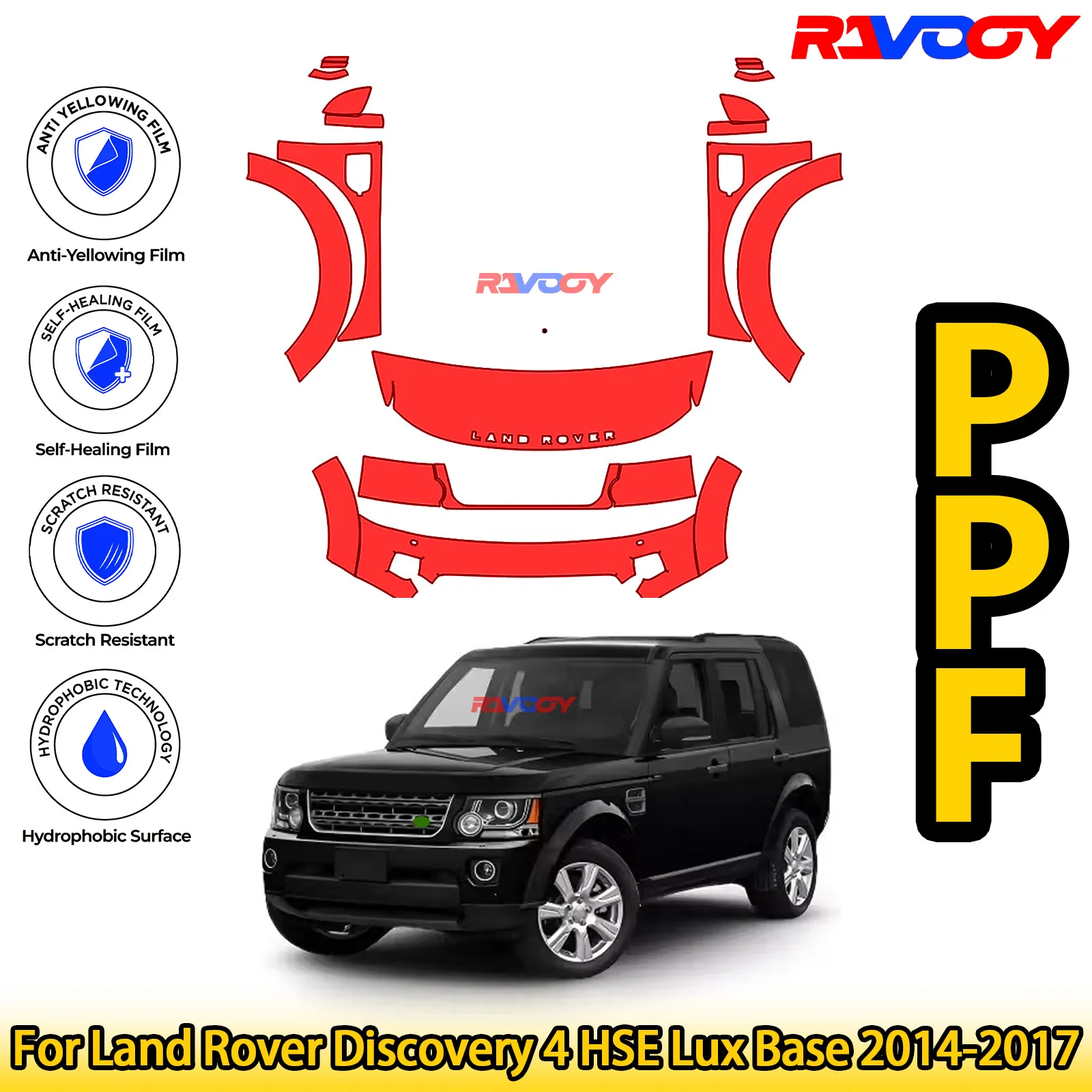 

For Land Rover Discovery 4 HSE Lux Base 2014-2017 Glossy Matte Black Precut front PPF Kit Paint Protection Film
