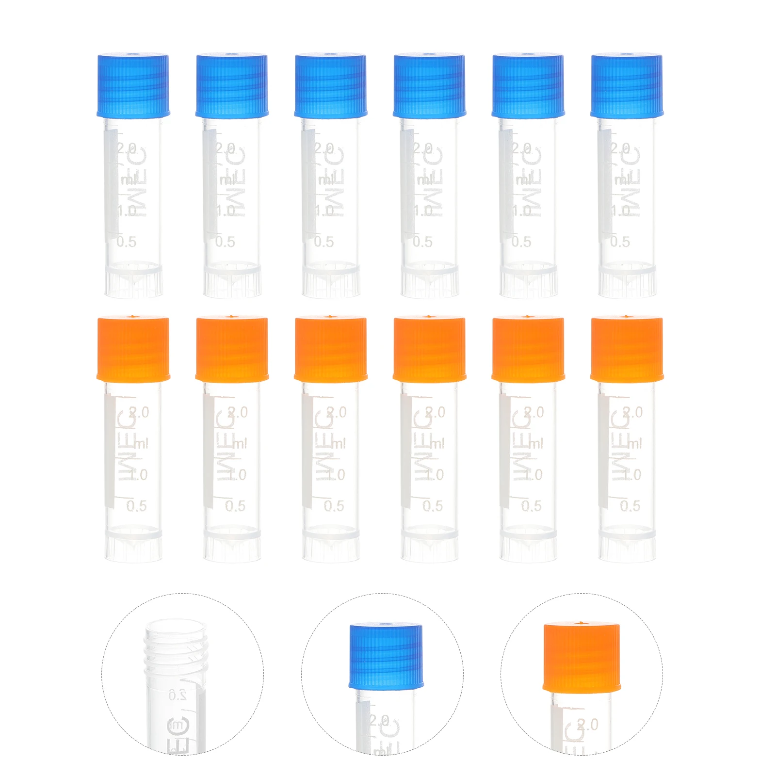 

500pcs Plastic Test Graduated Liquid Micro Tubes Screw Lids Freezing Safe Thickened Cryovial Cold Storage