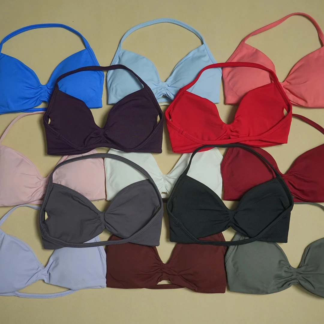 Women's Backless High Support Sports Bra, Seamless Yoga Gym Top, Fitness Running Workout Activewear
