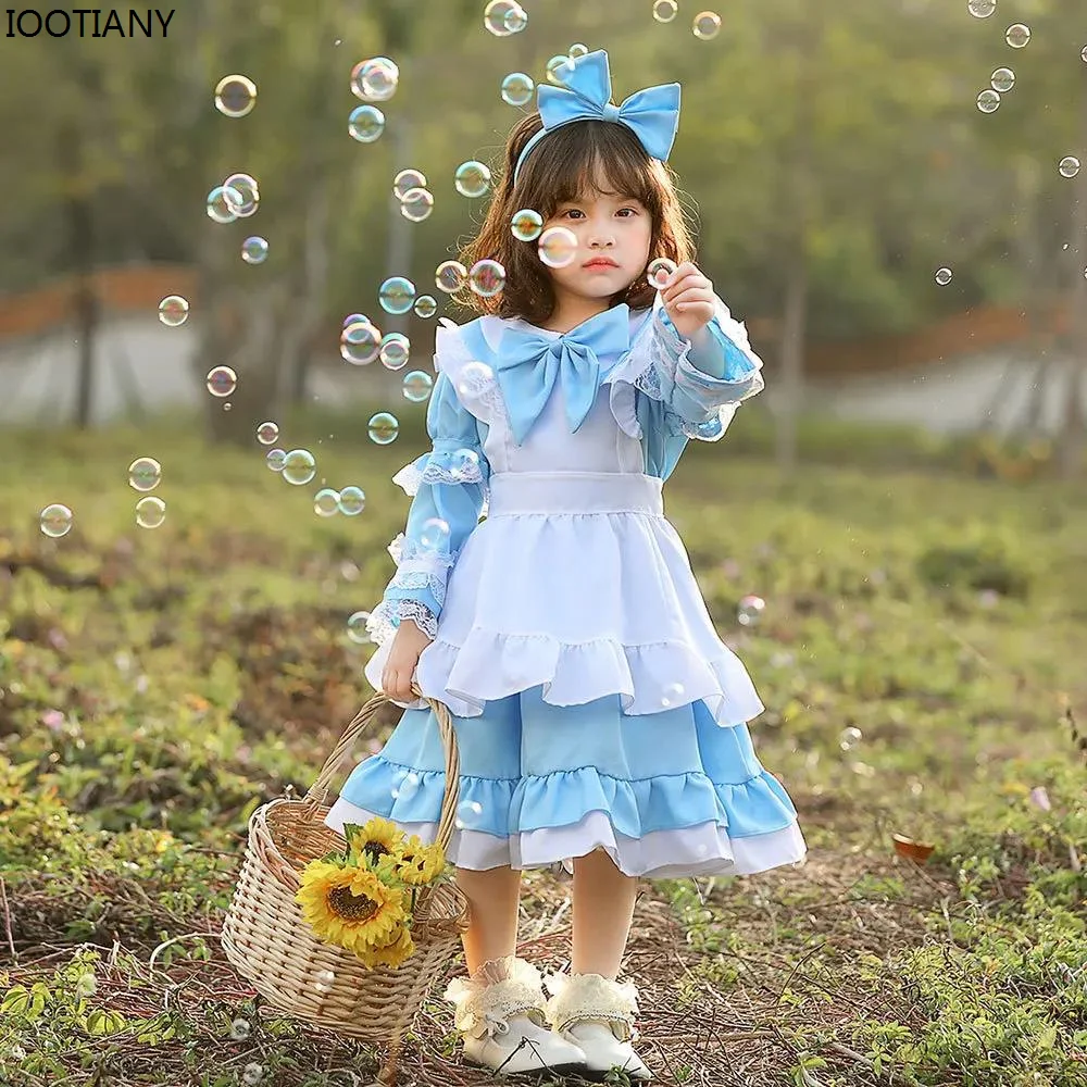 Sprookje Fantasie Wonderland Alice Lolita Meid Cosplay Kostuum Halloween Prinses Jurken Carnaval Feest Podium Met Verkleedpartijen