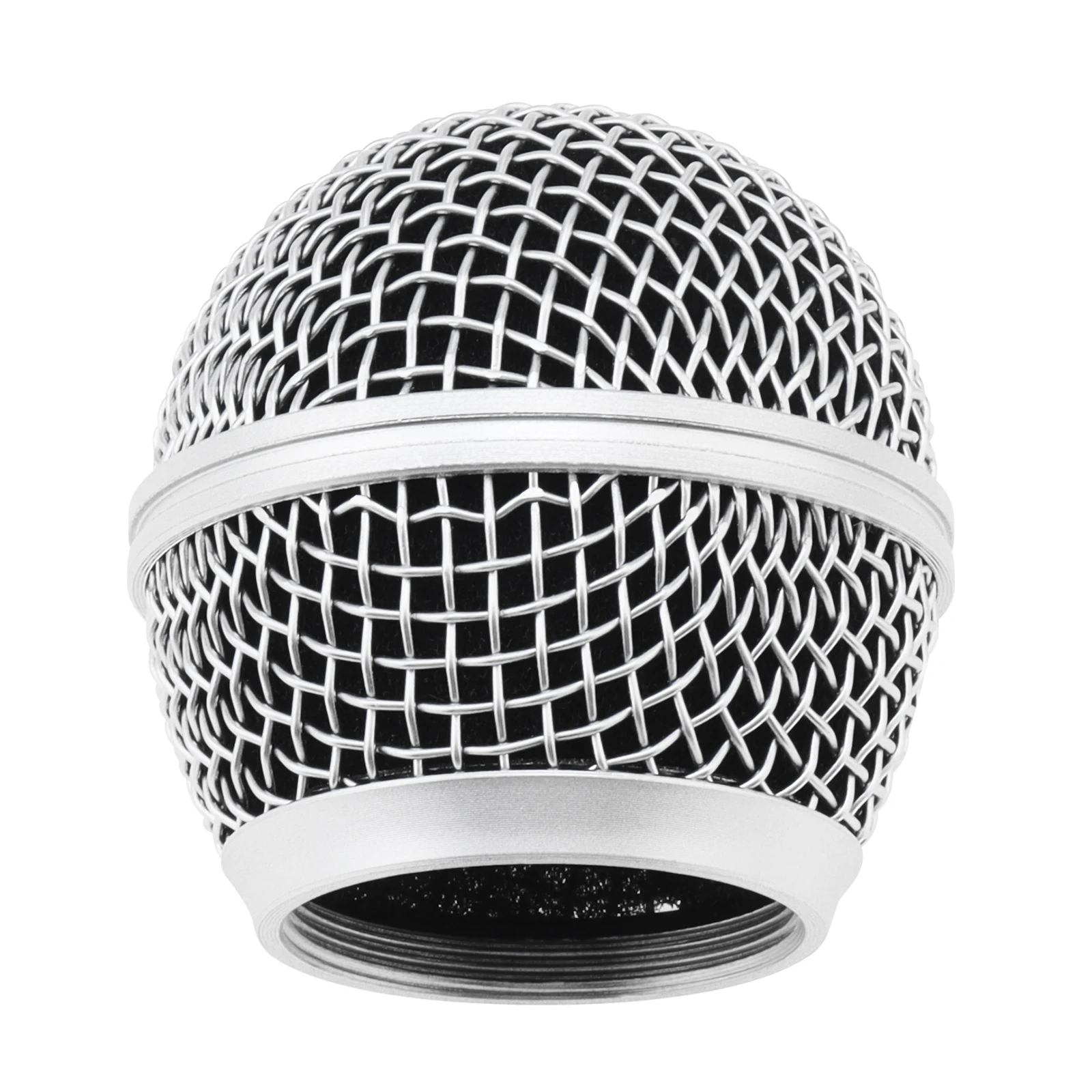 Boule de calandre avec tête de Microphone en mousse intérieure adaptée pour Shure SM58, têtes de remplacement en maille d'acier argentée, accessoires de Microphone