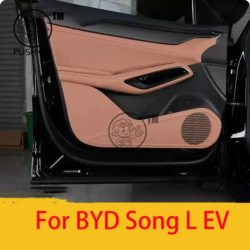 

For BYD Song L EV 2024 2025 Leather Anti-kick Mat For Car Door Doorsill Strip Protective Mat Interior Mouldings