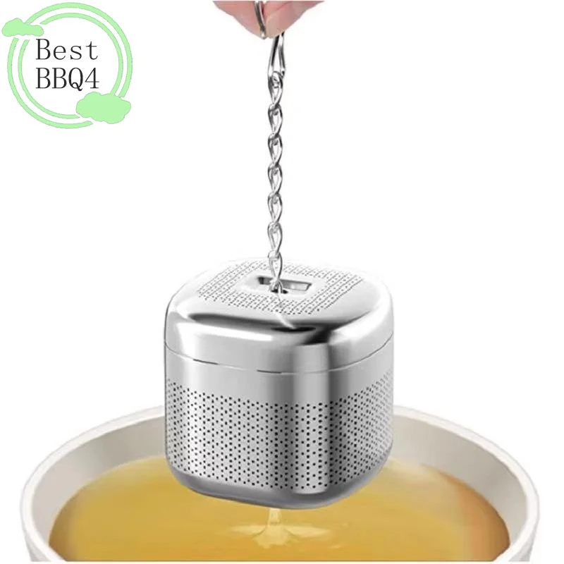 (BBQ4)Stainless Steel Tea Infuser Ball Square Tea Leakage Filter Tea Ware Tea Filter Extra Fine Mesh Loose Tea Steeper