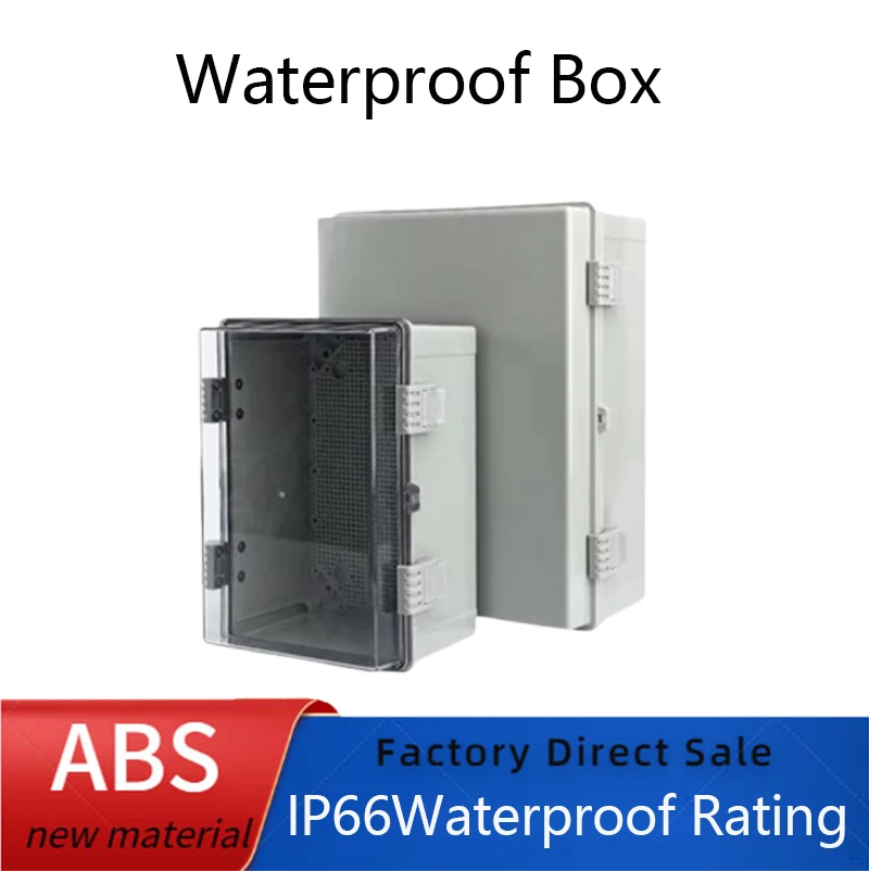 IP66 outdoor waterproof junction box, ABS plastic junction box, transparent/gray cover, electronic shell waterproof