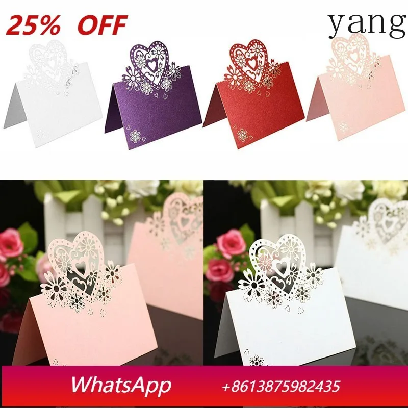 

Yjq 50pcs Love Hollow Beautiful Table Card Wedding Banquet Party Arrangement Name Seat Card