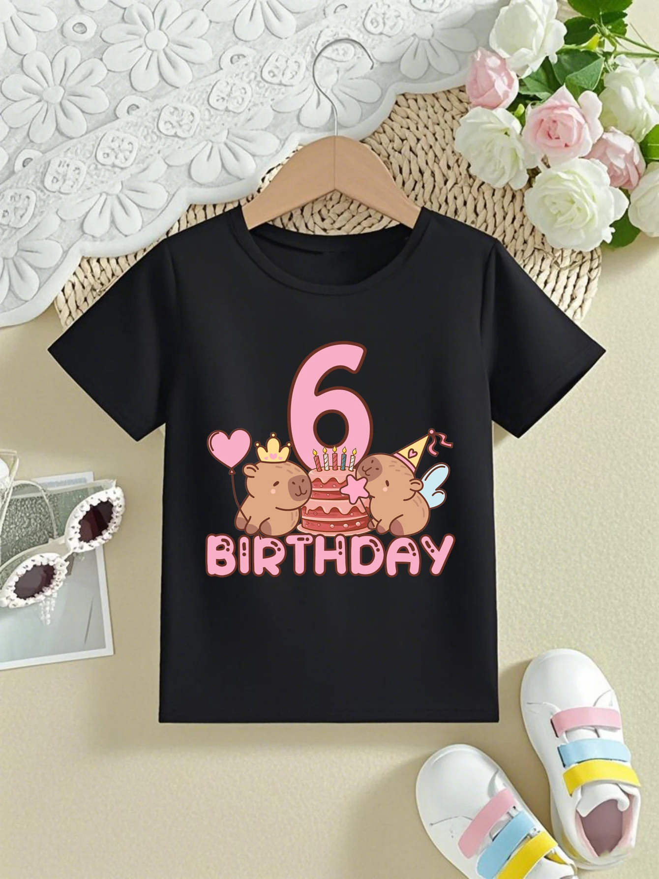 

Princess Magic Capybara 3rd-9th Birthday Gift Print T-Shirtt Girls Kawaii Kids Clothes Perfect Birthday Gift T-Shirt Girls