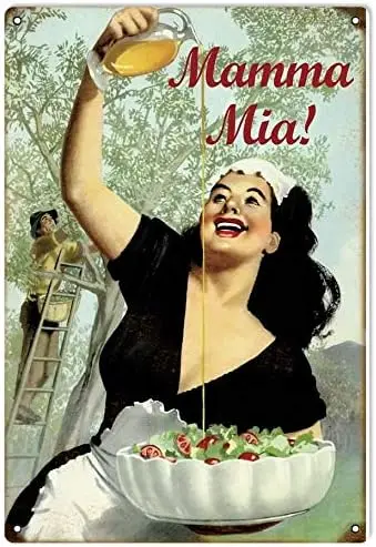 Letrero de hojalata de metal vintage Mama Pin Up Girl Letreros de patio al aire libre; Letreros de decoración de pared para el hogar, Bar, cocina, restaurante