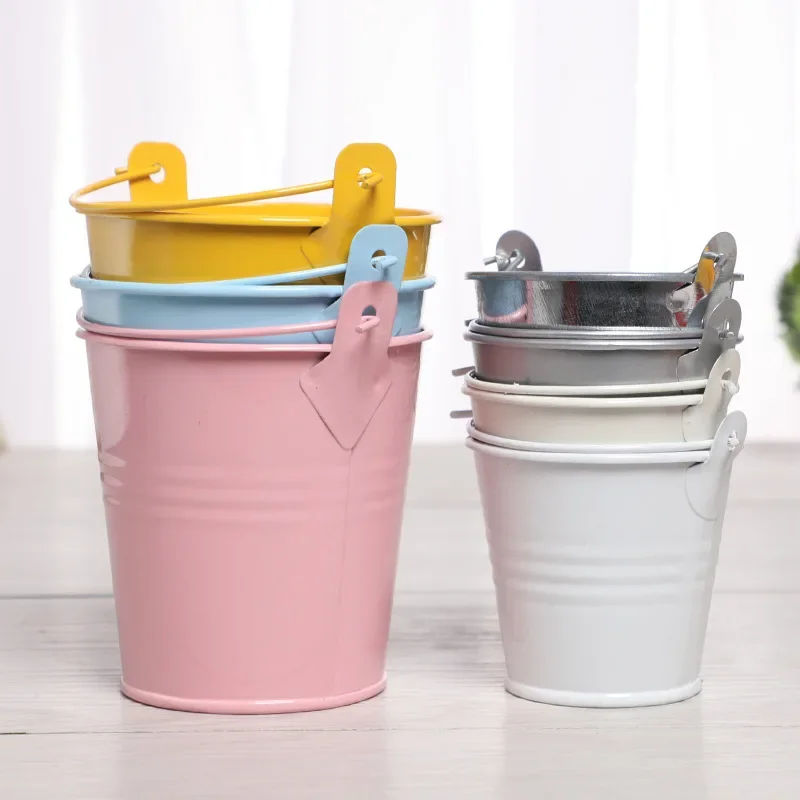 3 Size Mini Metal Bucket Wedding Decoration Candy Box Flower Pot Table Decor Birthday Party Decoration Kids Baby Shower Supplies