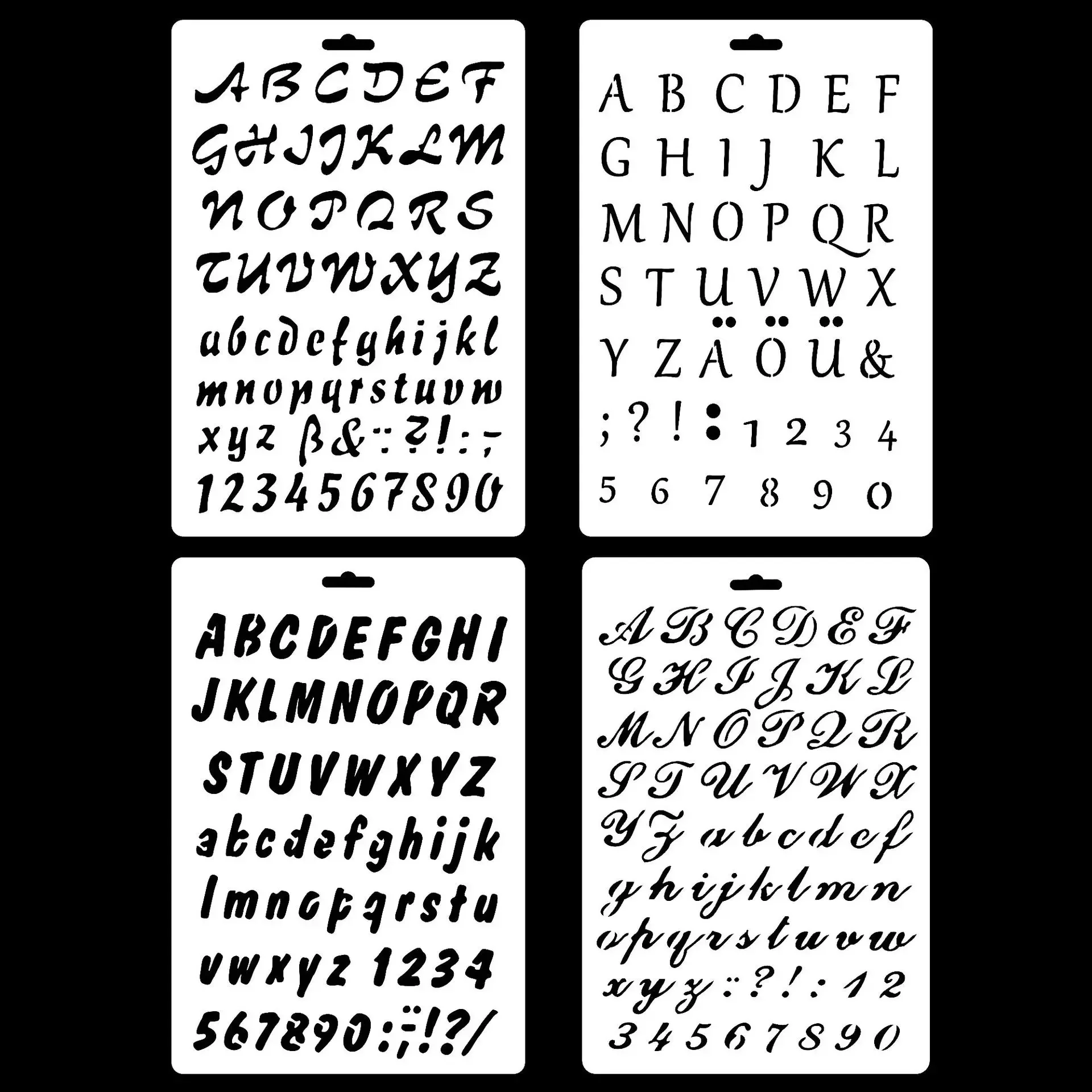 New 4Pcs/Set A4 Alphabet English Letters DIY Layering Stencils Painting Scrapbook Coloring Embossing Album Decorative Template