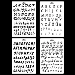 New 4Pcs/Set A4 Alphabet English Letters DIY Layering Stencils Painting Scrapbook Coloring Embossing Album Decorative Template