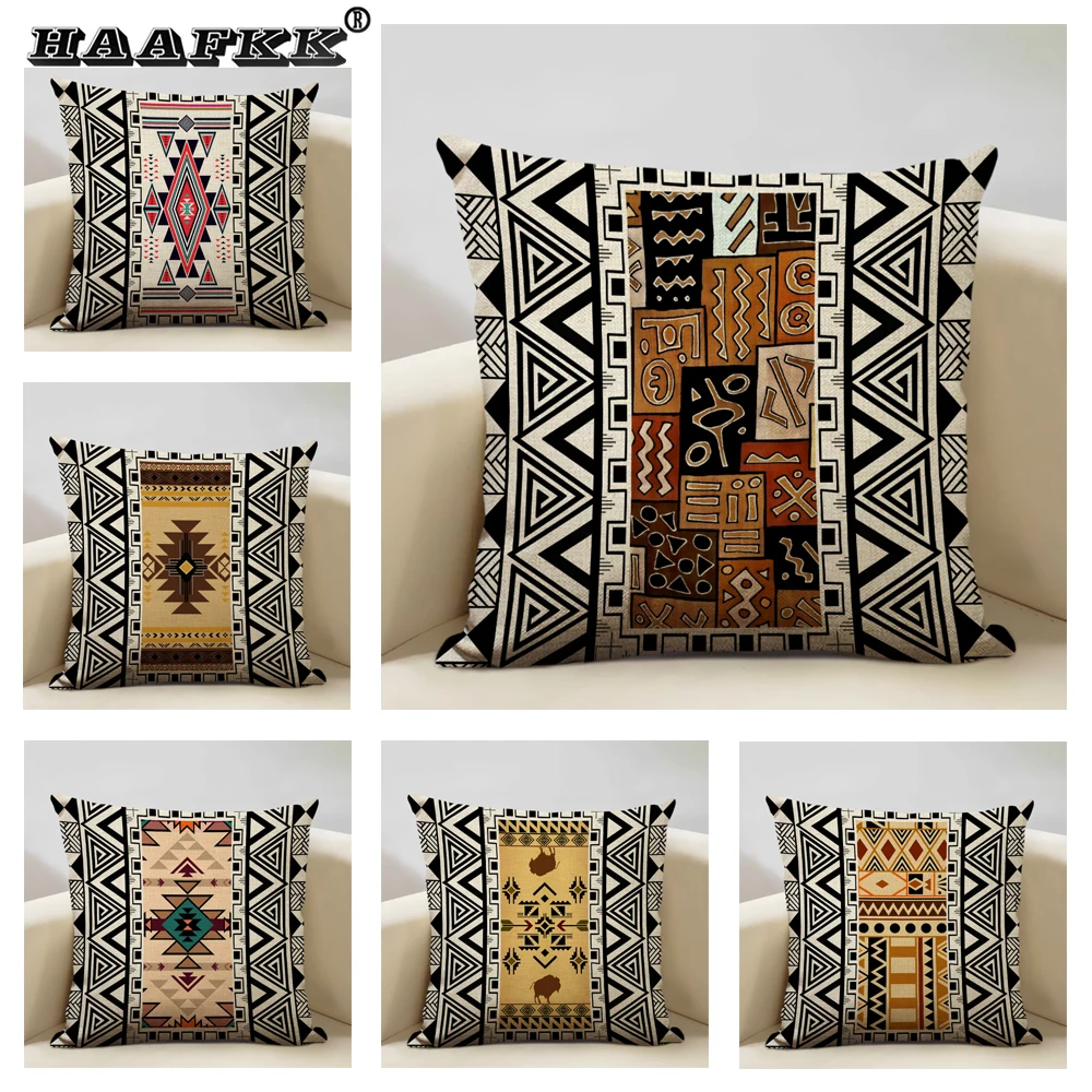 

New Geometric Cushion Cover Ethnic Style Pillow Cover Home Sofa Car Decoration Throw Pillow Case 45x45CM Linen