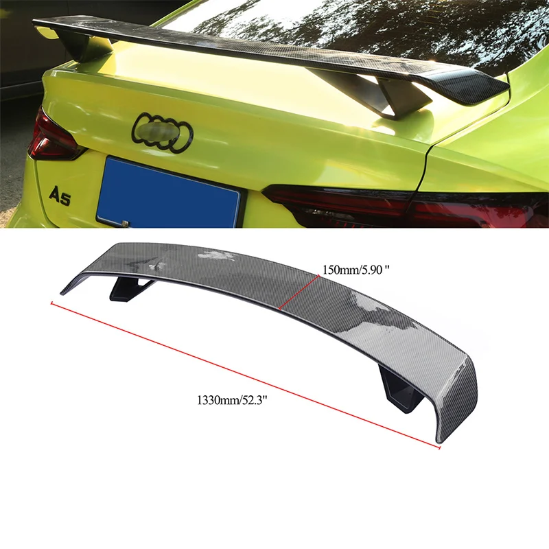 133CM Universal Rear Trunk Lid Car Spoiler Wing TT Style For Audi Series A3 A4 A5 A7 Sedan Vehicle Black Carbon Color Accessorie