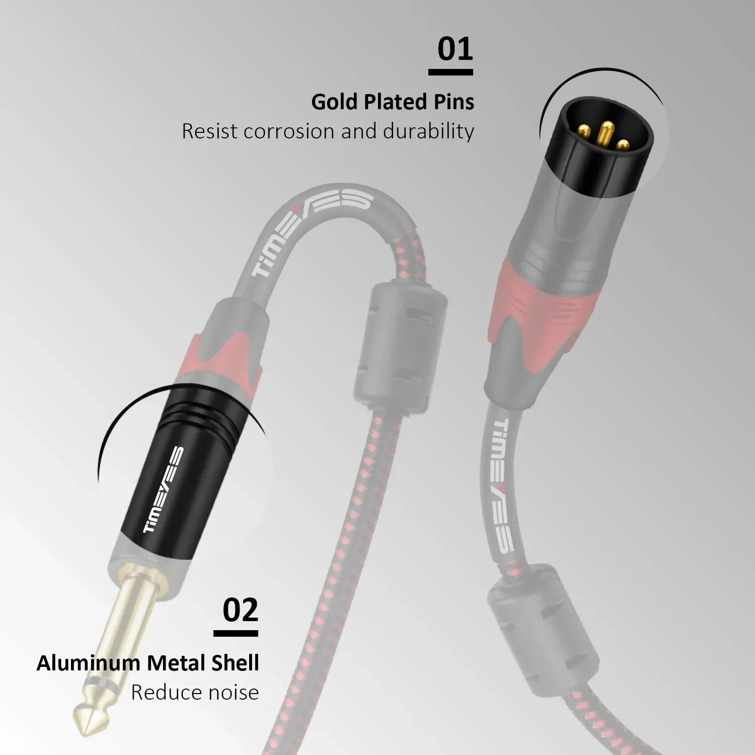 Kabel audio XLR męski na 6,35 mm XLR 3-pinowy męski na 1/4 TS męski Niezbalansowany przewód mikrofonowy do gitary Wzmacniacz basowy Płytka miksująca