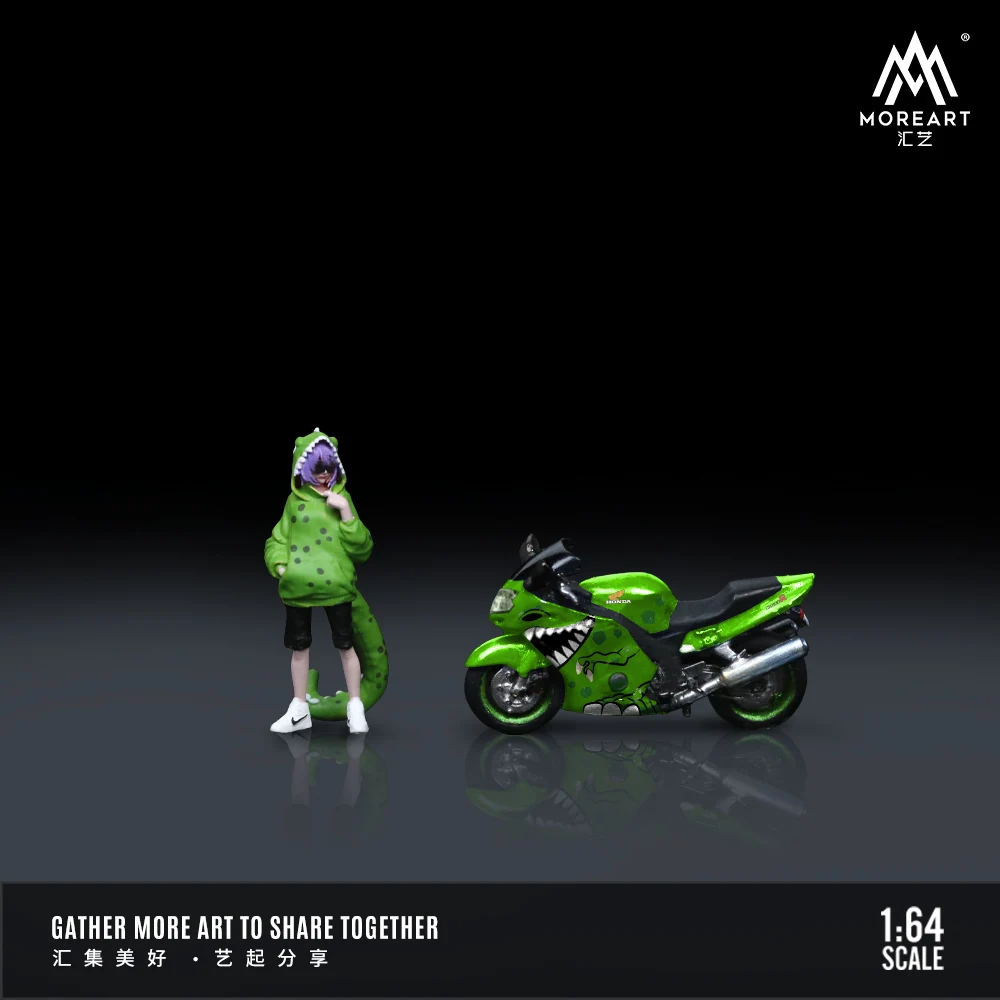 **PRE-SALE**MoreArt 1:64 Honda CBR1100XX Green Tyrannosaurus motorcycle resin action figure set model is in stock