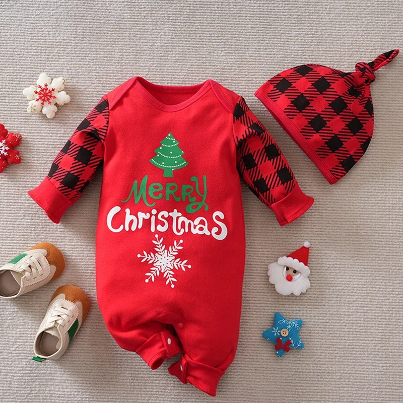 Infant Baby Boys Girls Jumpsuit+Pants+Hat Toddler Baby Bodysuits Christmas Clothing 2024 New Christmas Children Clothes Suit