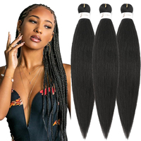 Pre Stretched Braiding Hair Natural Black Braiding Hair for Professional Braiding Hair Extensions Synthetic Fiber Crochet Braid
