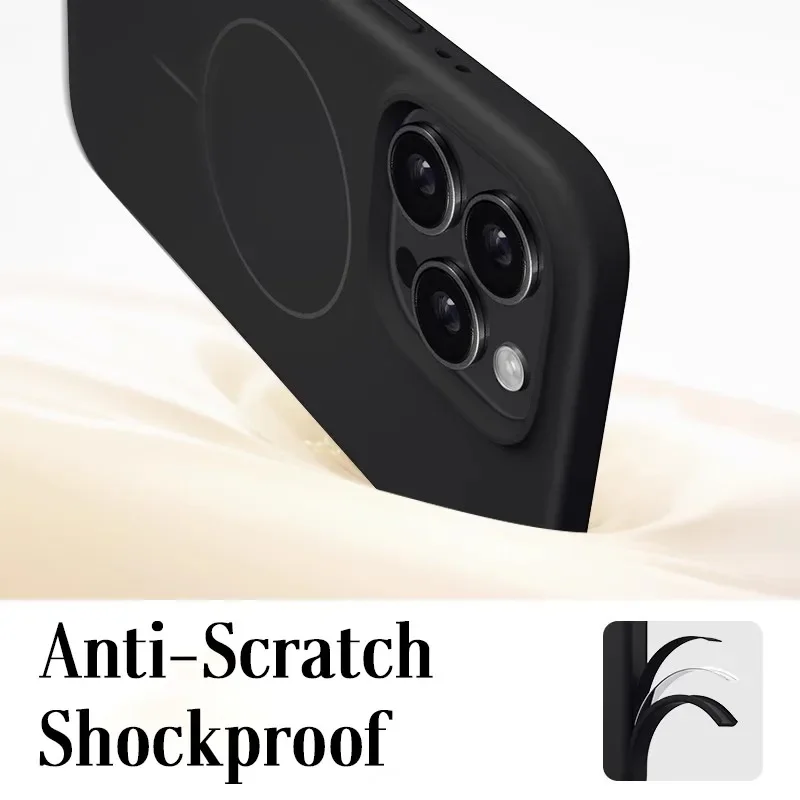 حافظة سائل من السيليكون الناعم المتدفق لهاتف آيفون 16 15 14 13 12 11 Pro Max Plus مغناطيسية لهاتف Magsafe غطاء ملون بني