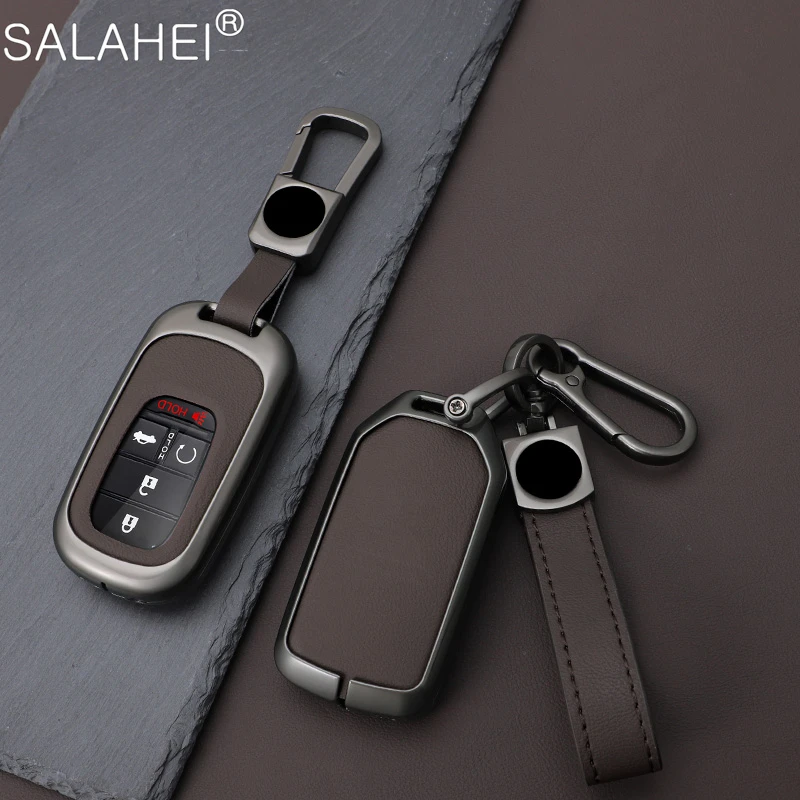 Leather Car Remote Key Case Fob Cover Protector Holder Shell For Honda Civic Accord HR-V CR-V CRV 2022 2023 Keychain Accessories
