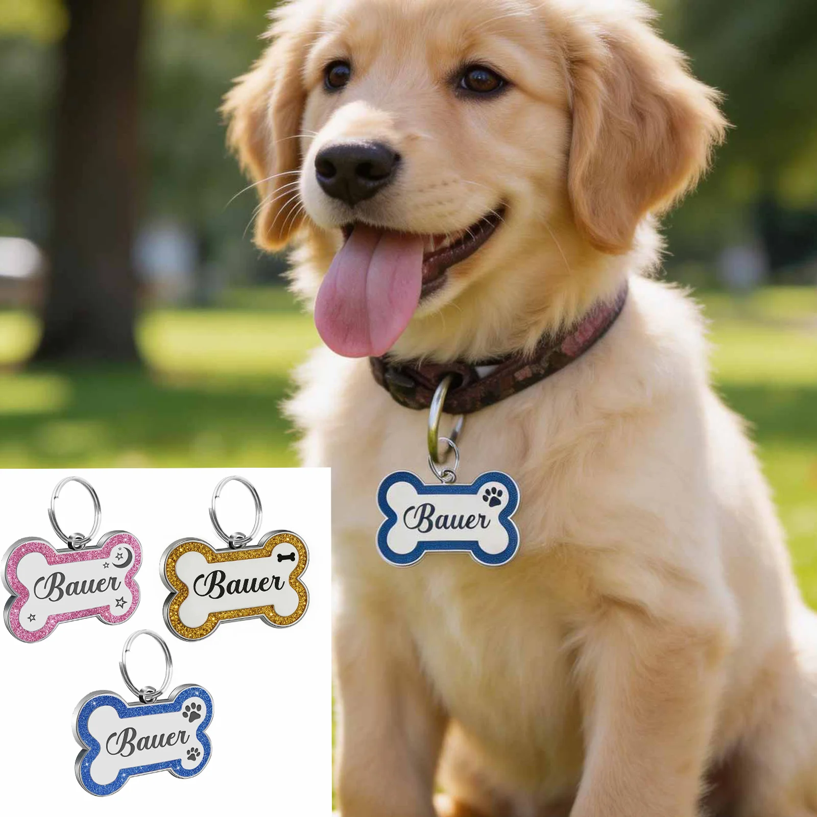 Etiquetas de Identificación Personalizadas para Mascotas, Etiquetas de Metal con Nombre de Perro o Gato, Etiquetas de Contacto para Dueños de Mascotas