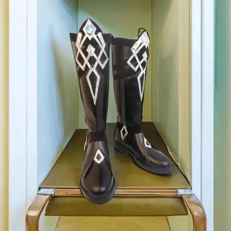 CyGame Genshin Impact the Eleven Fatui Harbingers The Captain Il Capitano Обувь Сапоги для косплея на заказ Хэллоуин Карнавал Пар