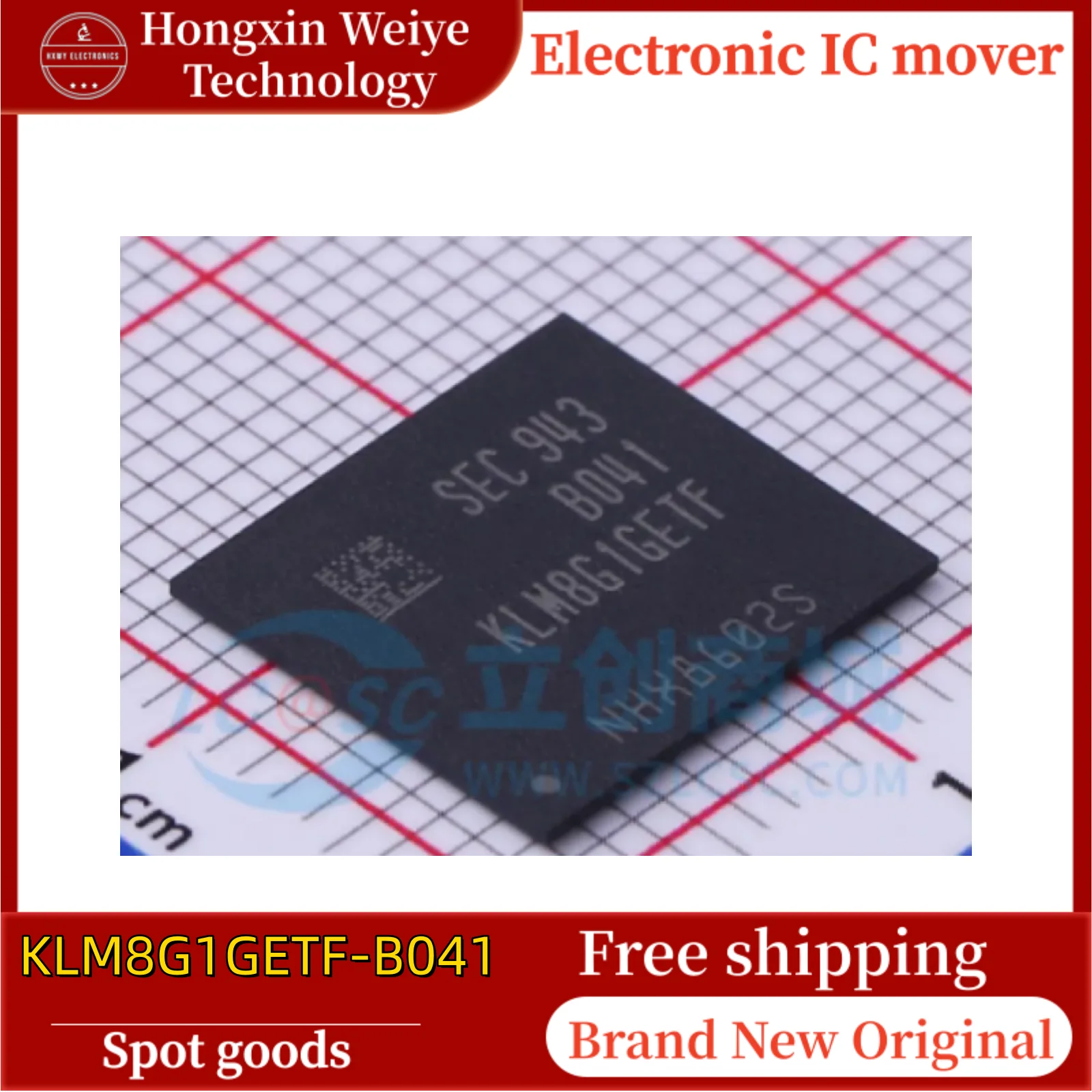 

5/10/30 pcs KLM8G1GETF-B041 FBGA153 2.7V~3.6V EMMC memory chip brand new in stock free shipping