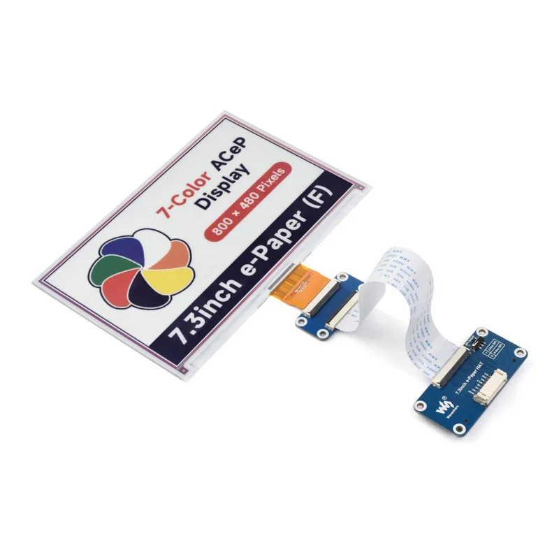 

Waveshare 7.3inch ACeP 7-Color E-Paper E-Ink Display Module, 800×480 Pixels, SPI Communication compatible with 3.3V/5V MCUs