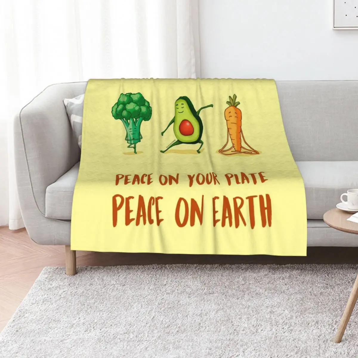 Cute Yoga veggies: broccoli - avocado - carrot Throw Blanket for winter Warm Retros Luxury halloween Blankets