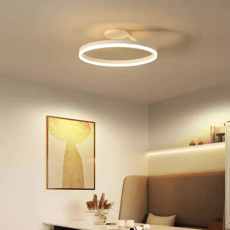 Nordic Minimalism Round Led Ceiling Chandelier Painted Aluminium Chandelier Living Lamp Bedroom Simple Home Decor Lamp Fixtures