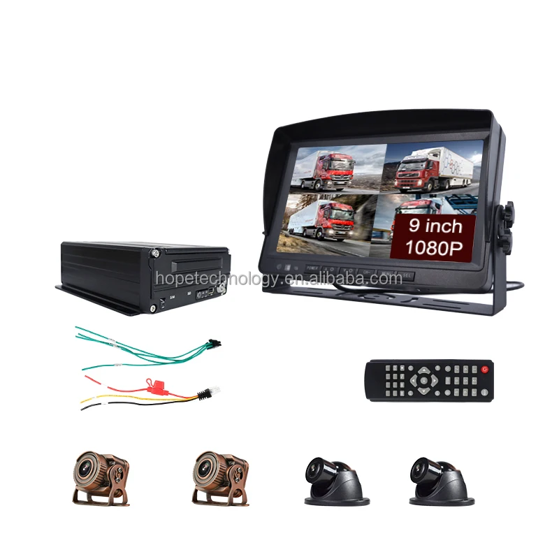 

9-дюймовый дисплей, камера 4G 720P 1080P, водонепроницаемая система MDVR для грузовиков, поддержка CMSV6 SSD/HDD, 4-канальный комплект MDVR