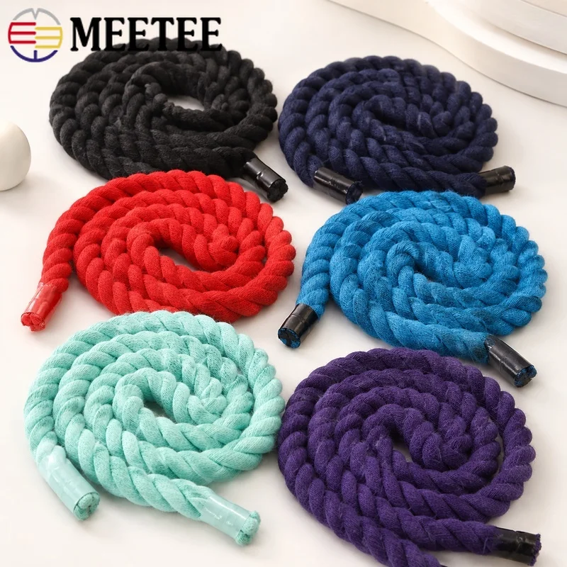 1-5Meters 12mm 3 Strands Twisted Cotton Rope Woven Braid Bag Cord for Home Decor Drawstring DIY Sewing Macrame Craft Accessories