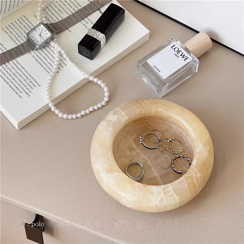 AhunderJiaz-Vintage Natural Jade Tray, Desktop Decorative Ashtray Ornament, Jewelry Display Tray, Home Decoration, Photography P