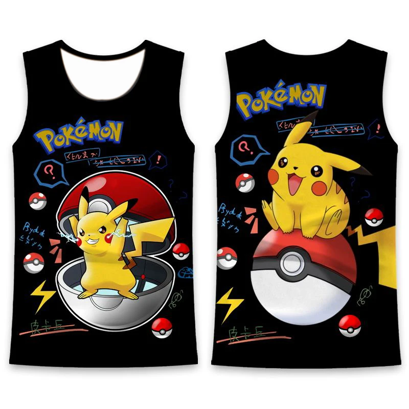 Camiseta sin mangas con estampado de Pokémon Pikachu, Gengar y Ghost, para hombre y niño, de la serie Secondary Yuan Pikachu Pokemon Treasure May Dream CARDS Than Beast