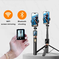 Screen Mirroring Selfie Stick WIFI projection Screen Tripod Real Time Display Selfie Monitor For Smartphone Vlog Video Recording