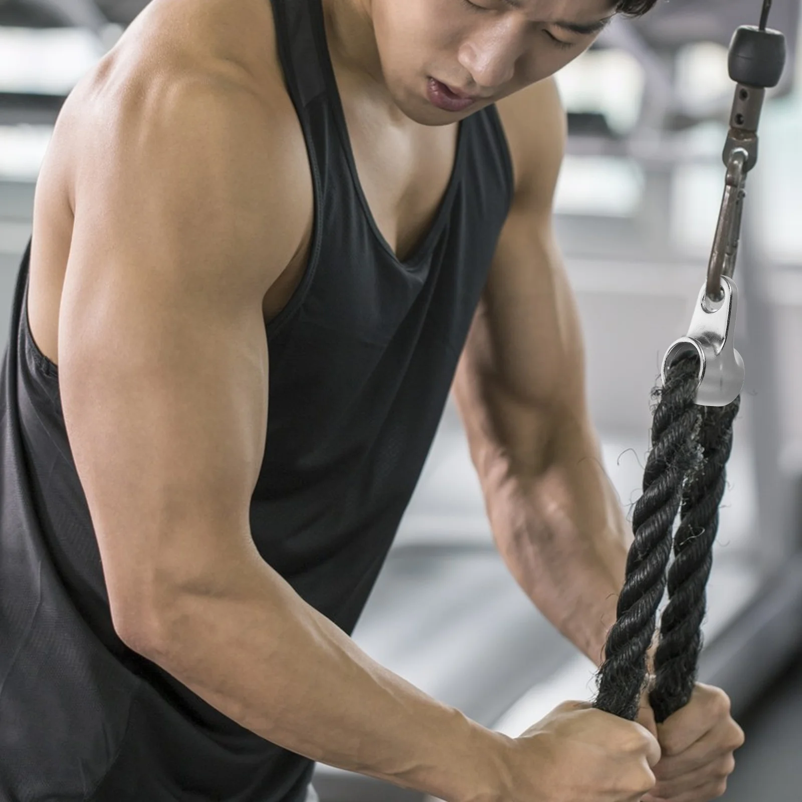 مرفق دوار للحبل ثلاثي الرؤوس شديد التحمل لآلات الكابلات - مرفق كابل حبل سحب ثلاثي الرؤوس احترافي للياقة البدنية