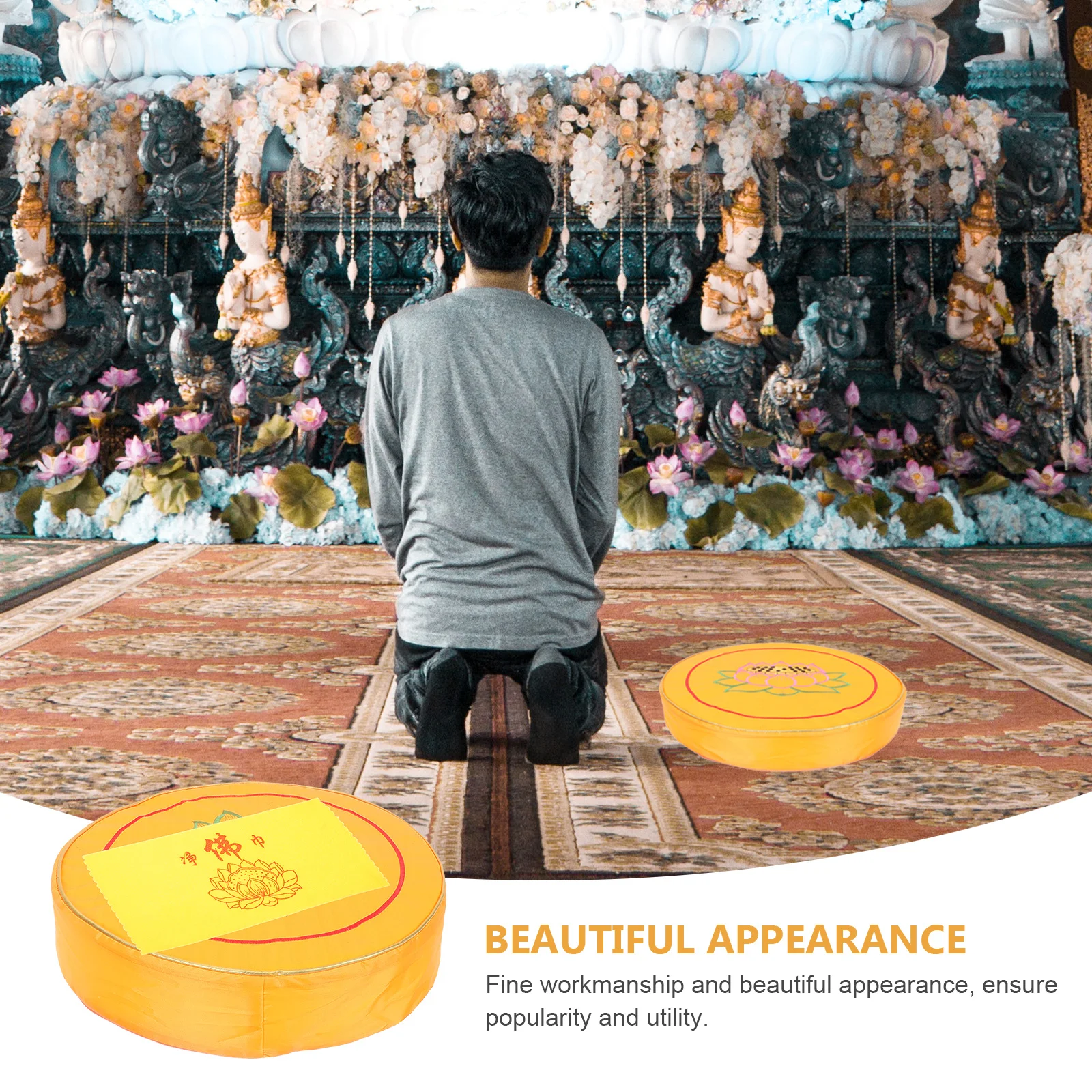 

1 Set Of Zen Meditation Cushion Round Floor Mat With Lotus Embroidery Handmade Buddhist Prayer Cushion For Home Ancestral Hall