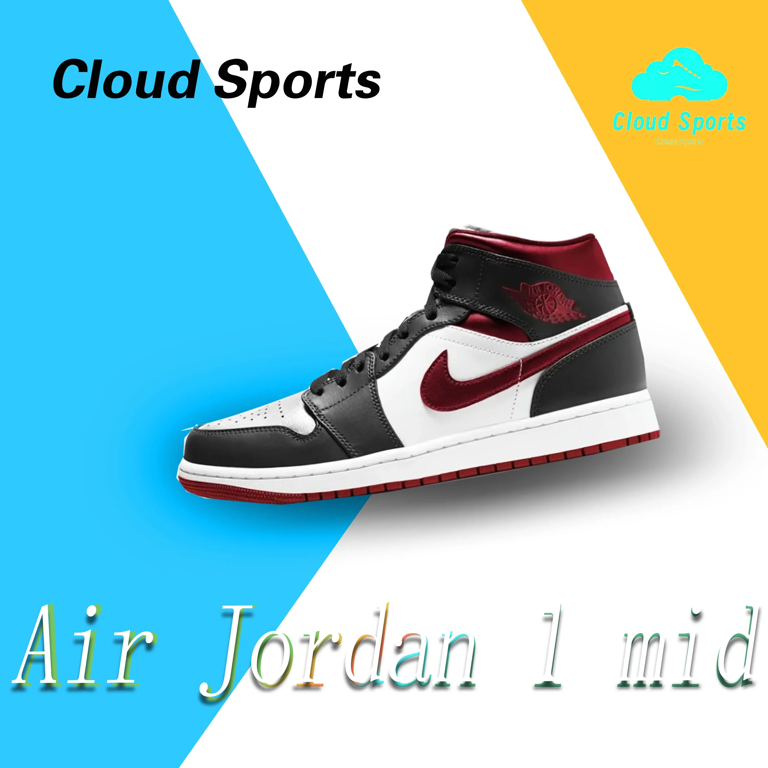 Jordan Air Jordan 1 mid Athletic Comfort Trend Mid Top Retro Board Shoes White Black Red