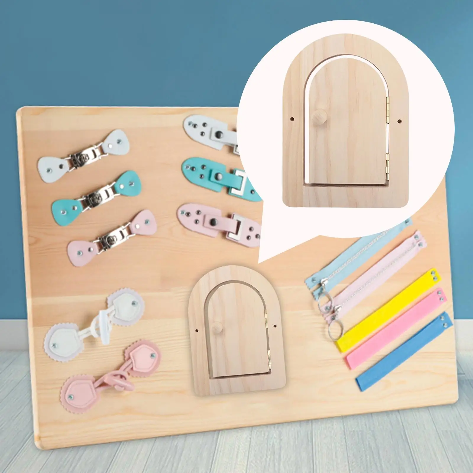 Wood Door Busy Board DIY Accessories Fine Motor Skill Early Educational Toy