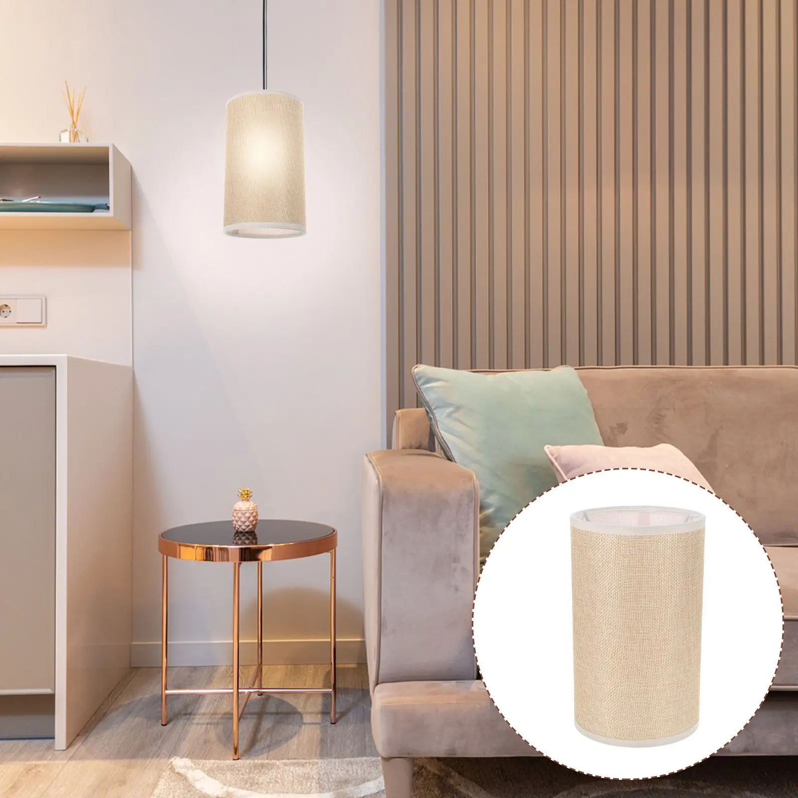 

Lamp Shade Fabric Lampshade Small Replacement for Nightstand Drum Cylinder Beige Lampshades