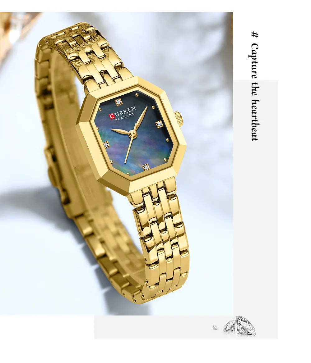 CURREN Elegance Damenarmbanduhr mit Rechteckzifferblatt, silberfarbenes Edelstahlarmband, Vintage, minimalistisches Quarz-Armbanduhr-Design. – Detail 16