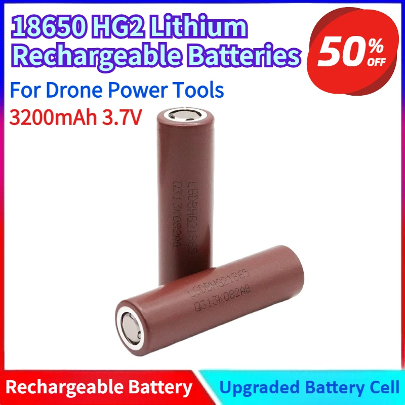 

Brand New 3200mAh 3.7v 18650 HG2 Lithium Rechargeable Batteries Continuous Discharge 30A for Drone Power Tools
