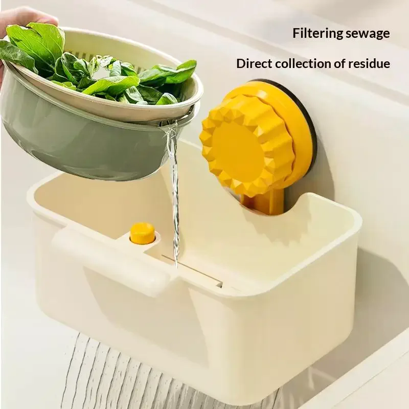 Sink Drain Strainer Basket Sink Washing Basin Anti Leak Filter Basin Suction Cup Rack One Click Press Type Grid Drain Storage