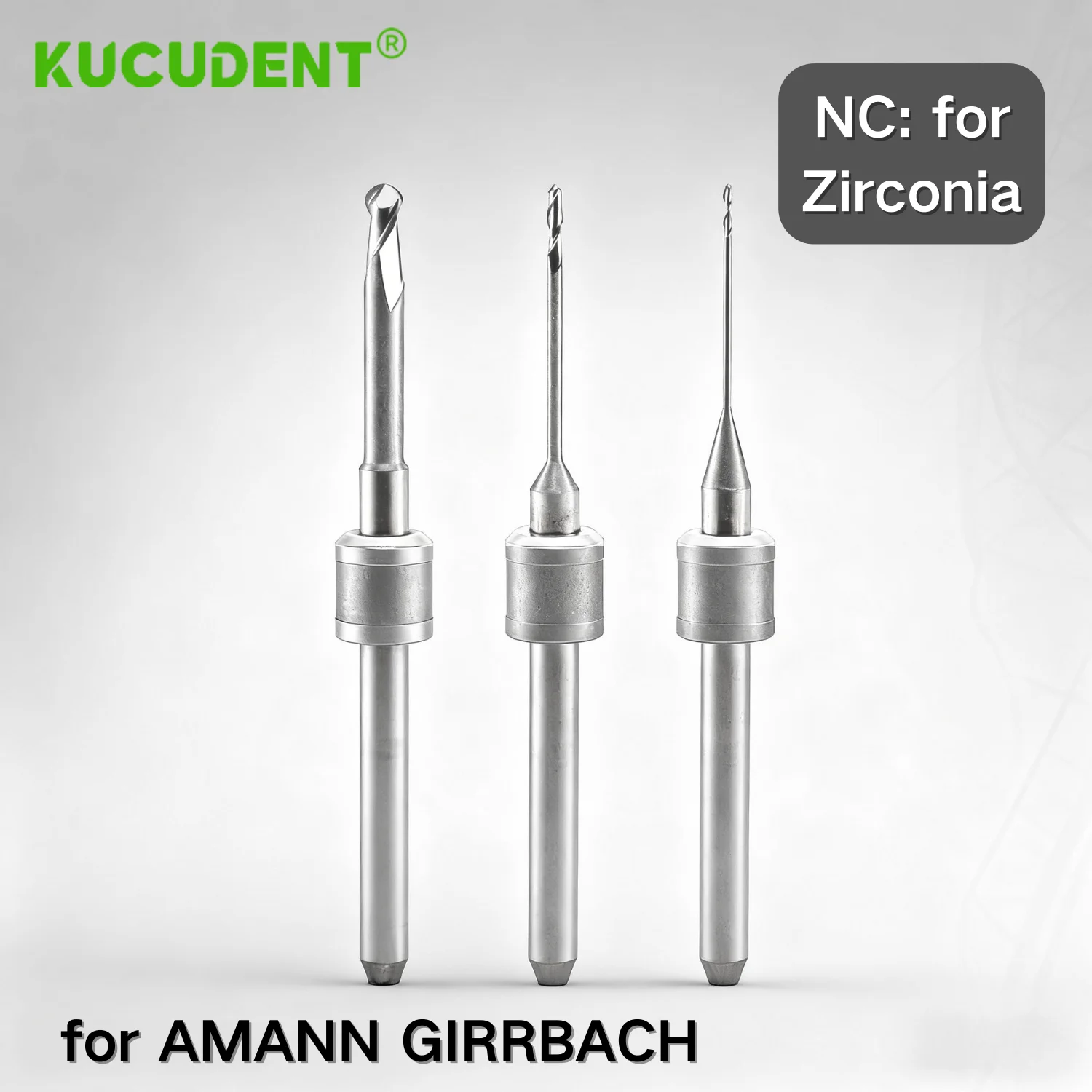 

KUCUDENT for Amann Girrbach NC Series Zirconia Milling Burs 3mm Shank Dental CAD/CAM Burs High-Precision Cutting Grinding Drills