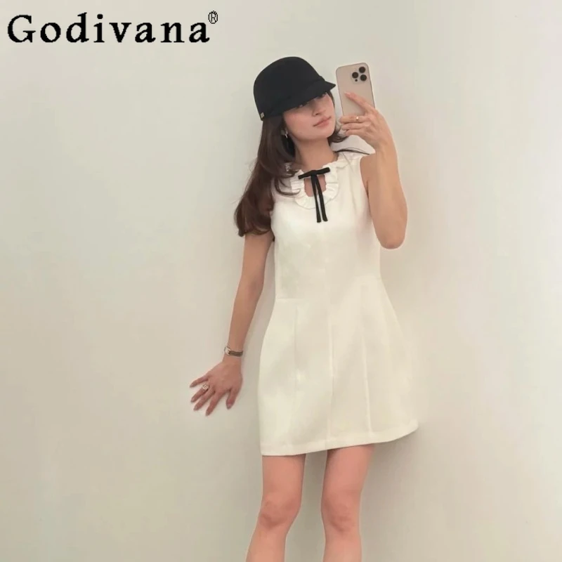 

Summer New Japanese Style Sweet Fashion White Dress Women's Slimming Elegant Sleeveless Dress Ladies Daily Casual Dress 2026