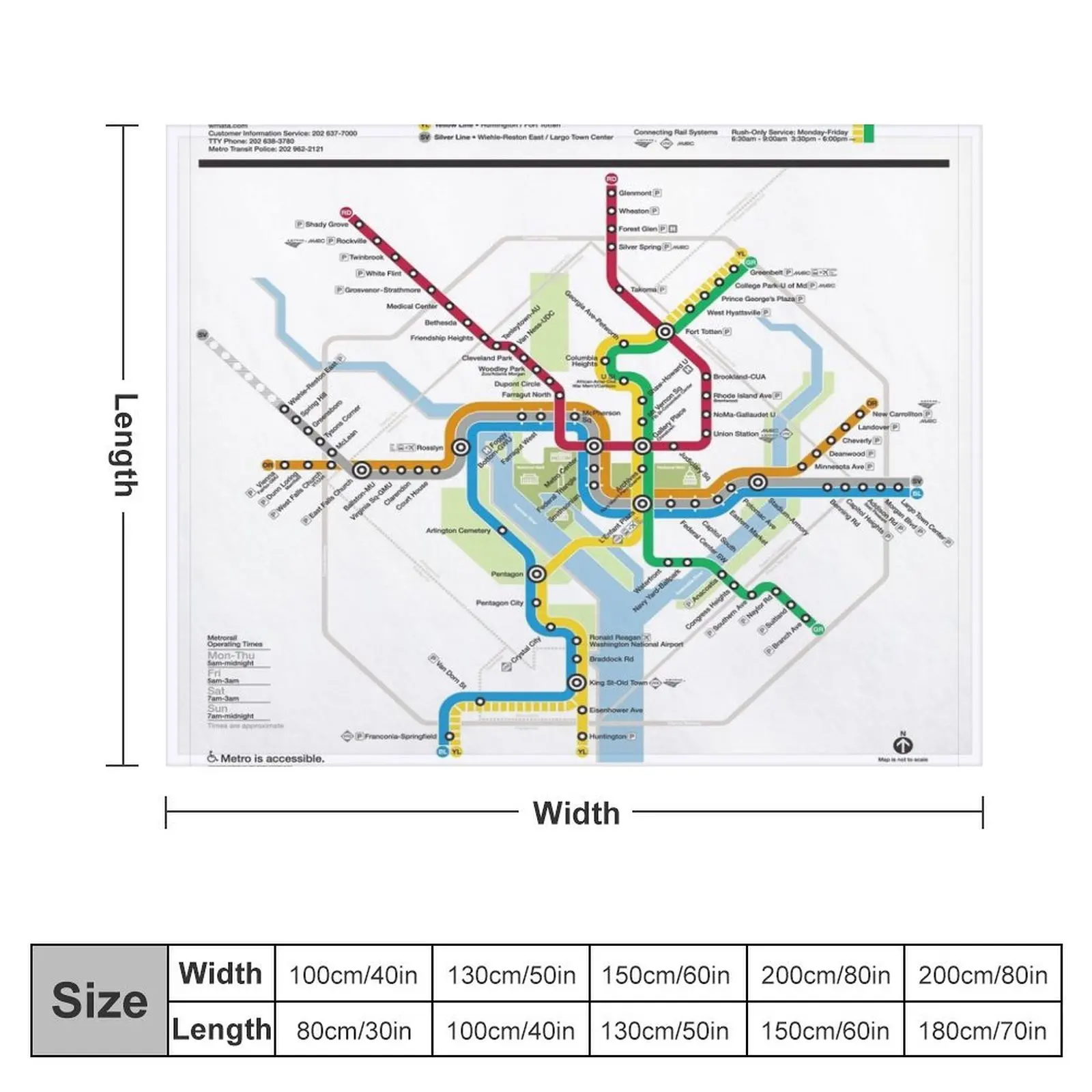 WMATA Metro Map Throw Blanket Comforter Decorative Throw valentine gift ideas Blankets